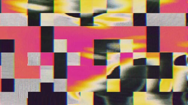 Purple and Yellow 8-bit Pixel Glitch Looping Animated Motion Background