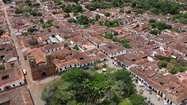 Barichara, Santander - Colombia. April 29, 2026. Aerial drone view, with an average temperature of 22 to 25 degrees Celsius.