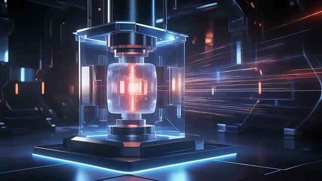 Futuristic fusion reactor core in a high tech lab. 4K Video