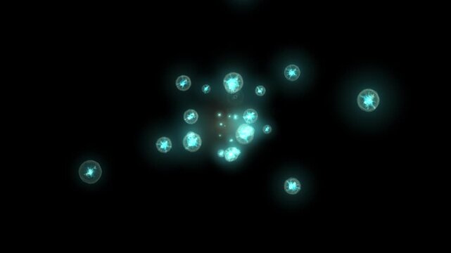 Floating blue plasma lightning balls. Sci-fi energy VFX element with Alpha channel. Electric glowing spheres for futuristic designs and supernatural motion graphics