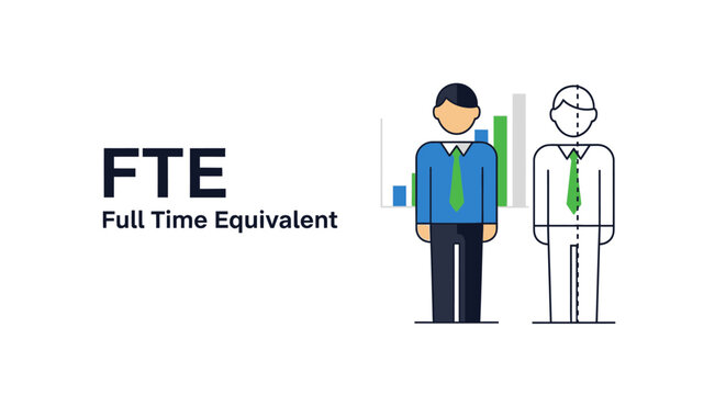 FTE Full Time Equivalent human resources concept vector illustration.