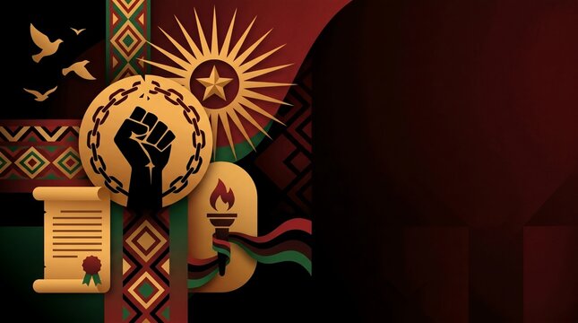Juneteenth Vector Background with Broken Chains and Copy Space