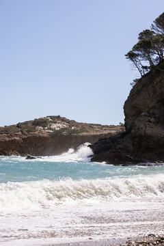 ocean views from Cala Sa Tuna beach in costa brava, spain