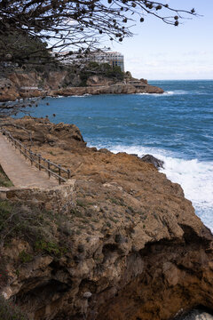 view of ocean and cliffs in costa brava, spain