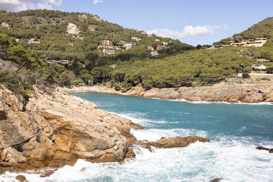 landscape views of costa brava along the sea in Spain on a sunny day