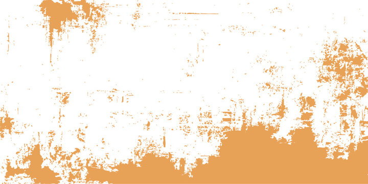 Abstract orange grunge background featuring a textured paint splash pattern with rusty metal ink splatters and a dirty old paper wall design for a grungy watercolor art backdrop