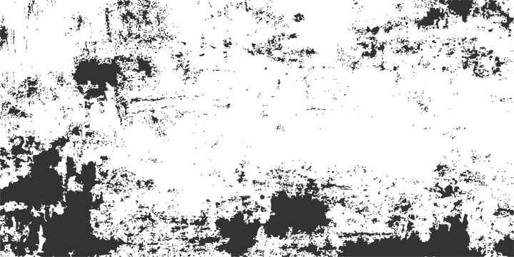 Vector illustration of an abstract black grunge background featuring a dirty paint splash pattern with vintage ink stains, splatters, and a grungy paper texture border for artistic wallpaper design