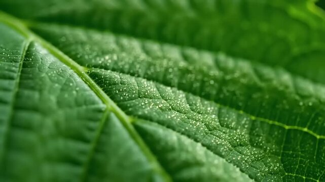 Close-up view of a vibrant green leaf showcasing detailed veins and texture in a natural environment