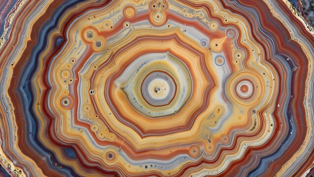 Agate thin section with color rings