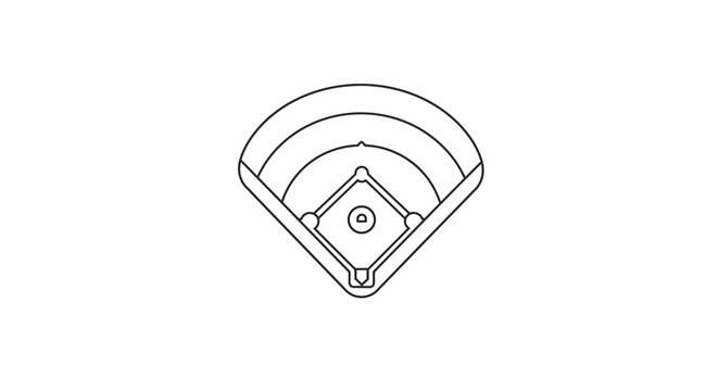 Line art of a baseball diamond, showing field layout with bases and pitcher's mound, a symbol for athletic competition and teamwork