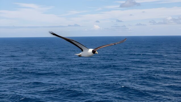 Albatross gliding over open ocean