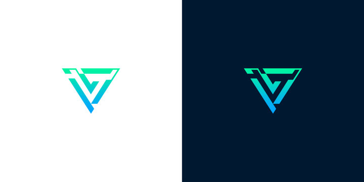 Abstract modern geometric triangular logo design, clean and minimalist, suitable for technology or business branding