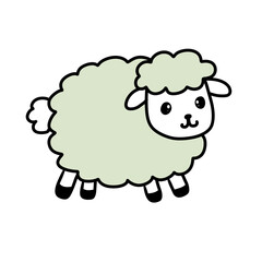 Obraz premium Grey Sheep Cartoon Illustration with Soft Wool Texture