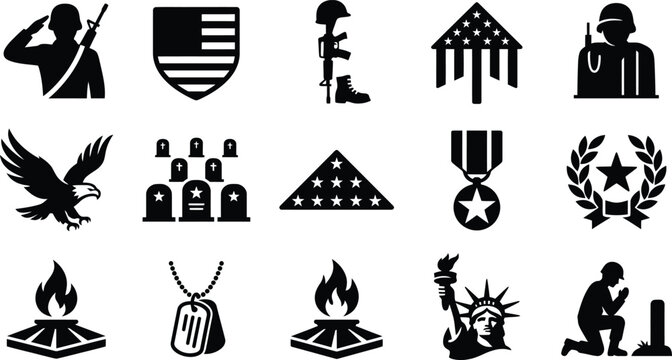 Memorial day usa may 27 patriotic symbols and icons