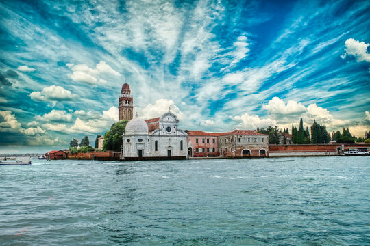 San Michele Church on Cemetery Island Across the Lagoon in Venice Italy