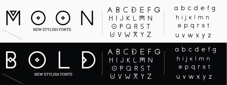 MOON BOLD Tech font, digital cyber alphabet, trendy modern Latin letters and Arab numerals for you design user interface or brand name or logo, vector illustration 10EPS