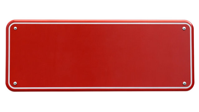 Blank red metal sign with silver border and screws