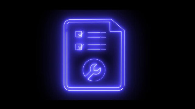 Animated fill and percentage counter for a document icon displaying a checklist and gear symbol. The design suggests task maintenance, review, or completion. Ideal for workflows.