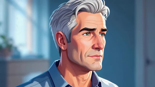 Reflection of a Thoughtful man: A contemplative portrait of a man, eyes gazing pensively into the distance.