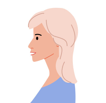 Blowout hairstyle flat vector profile view, voluminous smooth hair structure for avatar, beauty app, interface design, fashion illustration, character system