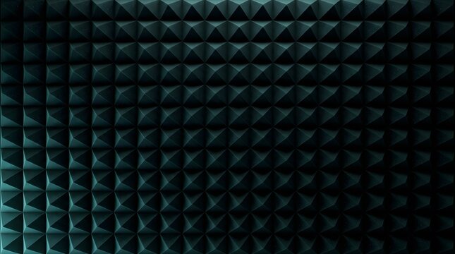 A close-up view of a dark green triangular acoustic panel background texture