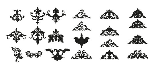 ornate heraldic crest fleur de lis symbol vector set © Uruna