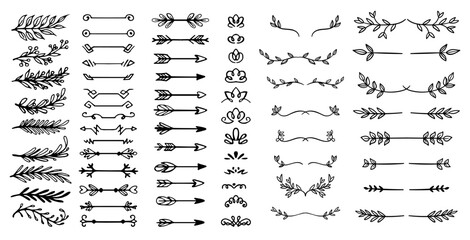 decorative arrow branch leaf ornamental vector set © Uruna