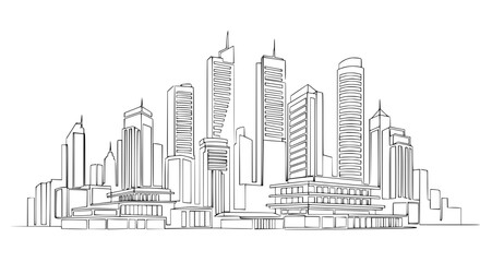 Fototapeta premium Modern City Skyline Sketch - Abstract Architectural Drawing