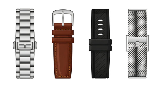 Set of different watch straps