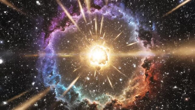 Cosmic explosion in space ideal for creative backgrounds and modern web design