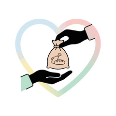Obraz premium Hands Giving Meat Charity Concept for Islamic Social Welfare