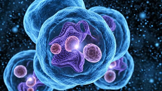Cellular structure under microscope highlighting seamless tech integration and digital solutions