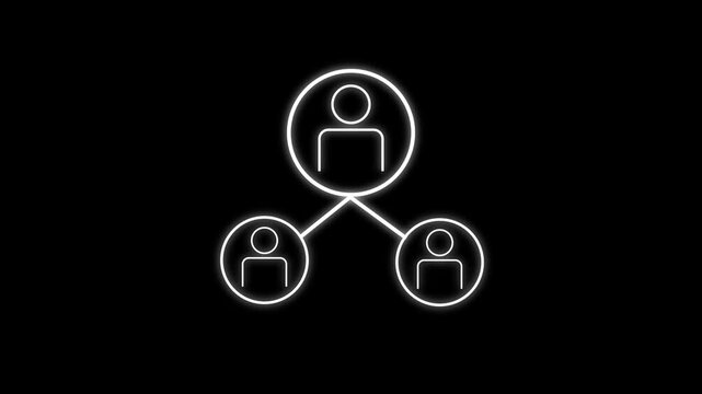 Social media glitch icon design isolated on dark background. Outline web icon. Motion graphics.Animation of People Network Icon Design.4k