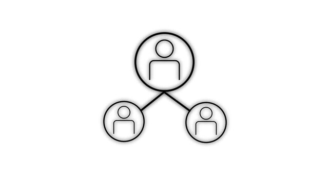 Social media glitch icon design isolated on dark background. Outline web icon. Motion graphics.Animation of People Network Icon Design.4k