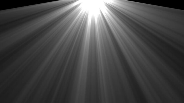 Abstract white light rays shining downward. Heavenly Light Rays Background Loop. Looping animated white lights dark background.4k