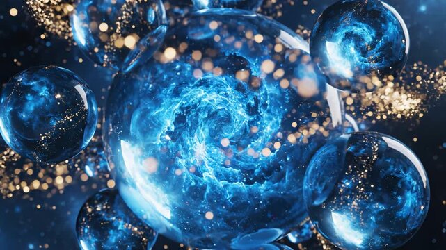 Blue glowing spheres in space emphasizing sleek aesthetics and strong visual impact