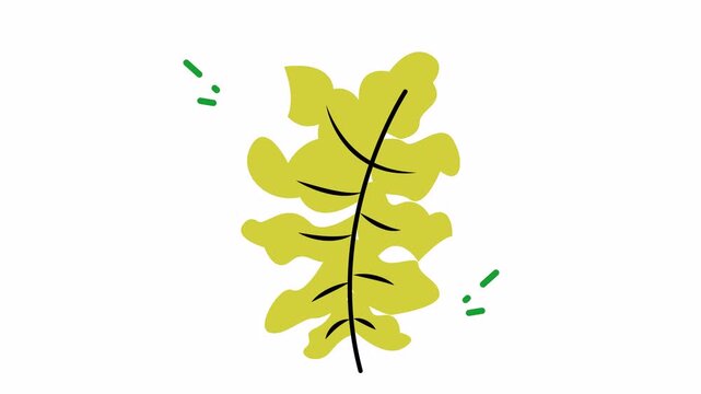 Yellow oak leaf illustration on white background. Perfect for autumn designs, naturethemed artwork, educational materials, and seasonal decorations.