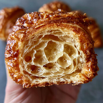 Golden Layered Croissant: Flaky, Buttery Artisan Delight - Perfect Breakfast Pastry