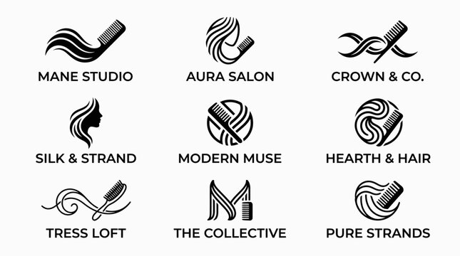 Hair salon logos and branding.