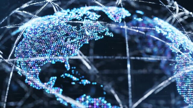 Digital globe with network connections ideal for modern app promotions and digital marketing