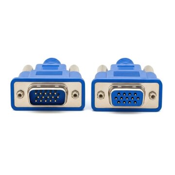 Two Blue VGA Connectors Isolated on White Background.