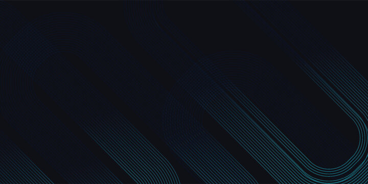 Dark blue abstract background with glowing geometric lines. Modern shiny blue diagonal rounded lines pattern. blue background. Futuristic technology concept. Suit for cover, poster, presentation,