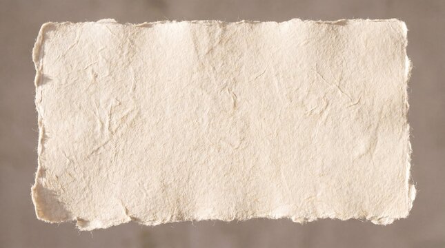 A close-up shot of a textured, off-white piece of paper with torn edges, evoking a sense of antiquity and raw materiality