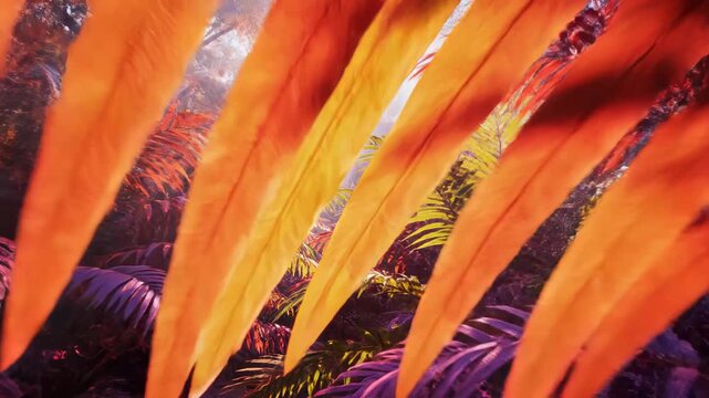 Colorful tropical foliage in sunlight perfect for outdoor lifestyle and nature documentaries