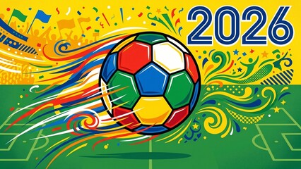 Obraz premium Vibrant abstract soccer ball design with colorful