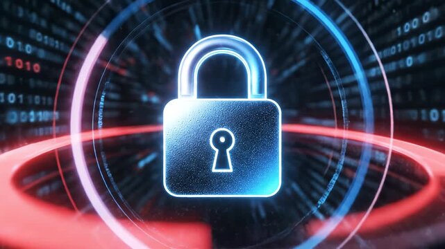 Digital padlock with binary code highlighting seamless tech integration and digital solutions