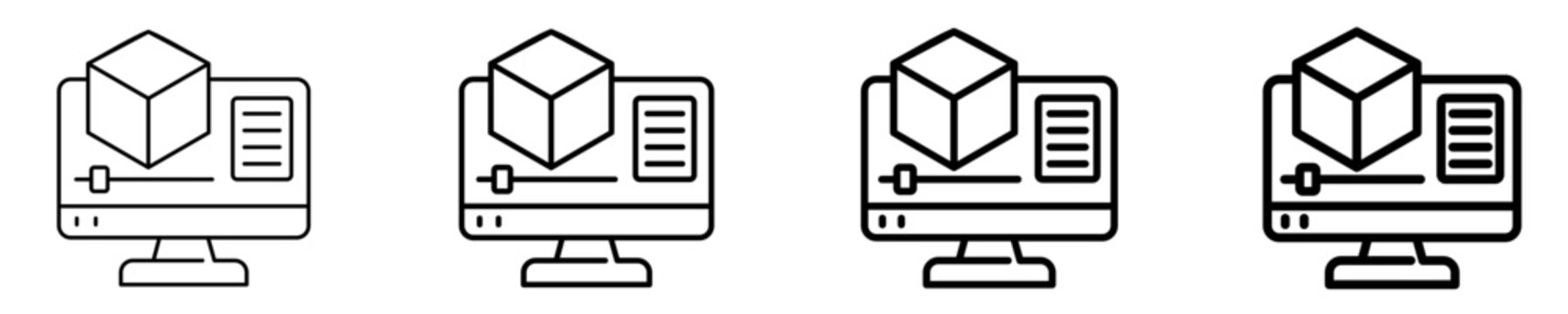 3D Modeling Icon Set Different Style Collection