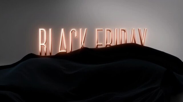Elegant Black Friday text reveal with luxury black fabric animation