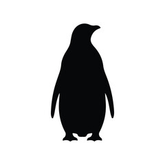 A black and white silhouette of a single penguin standing upright, with a minimalist and clean design. © minhajmia