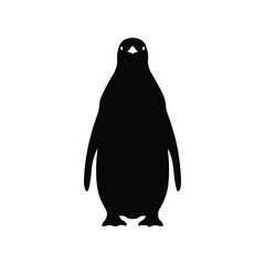 A black and white silhouette of a single penguin standing upright, with a minimalist and clean design. © minhajmia